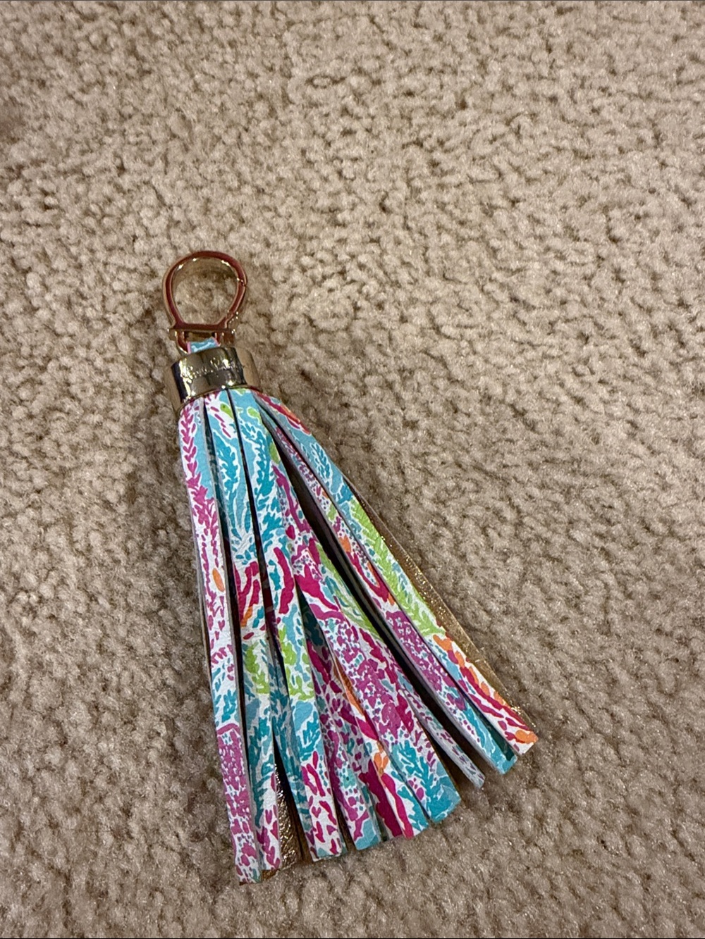 Lilly Pulitzer Multicolor Patterned Leather Tassel Keychain